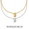 MamacitaSlay 316L Stainless Steel Letter Pendant Necklace Waterproof 18K Gold Plated Neck Jewelry Women's Minimalist Necklace