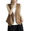 Damen Leinenweste Sommer Lässig Ärmellos Cardigan Jacke Locker Dünn Lässig Knopfweste Damen Streetwear Weste Mantel