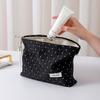 Damen Schwarze Stoff-Punkte Kosmetiktasche Tragbare Reise-Kulturbeutel-Aufbewahrungstasche