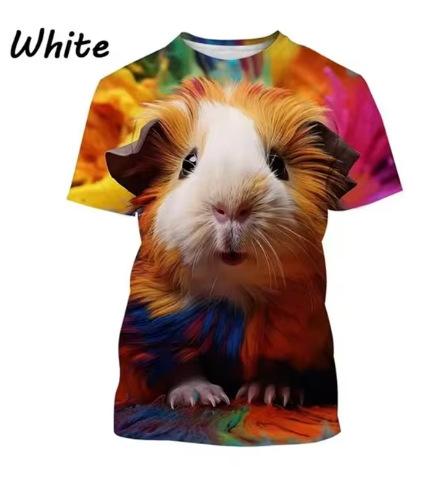 Süßes Hamster-Muster T-Shirt, 3D-bedrucktes kurzärmeliges T-Shirt für Herren und Damen, extra große Größe Hip-Hop T
