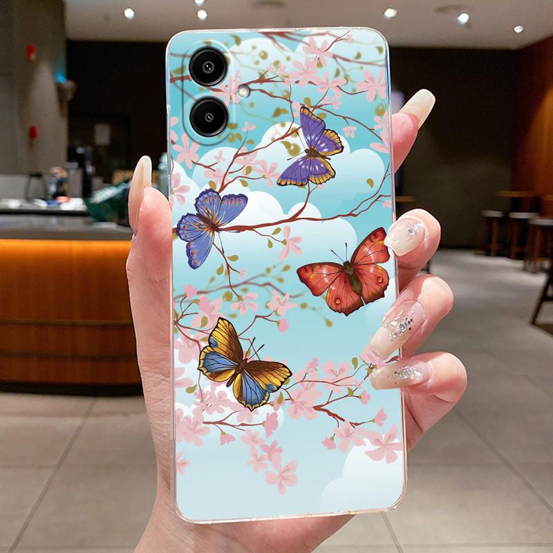 For Samsung A07 2025 Clear Phone Case Luxury Butterfly Flowers Casing For Samsung Galaxy A07 SamsungA07 A 07 Silicone Back Cover
