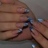 24Pcs Gold Cat Eye French Pearl Fake Nails Medium Almond Glitter Irregular Line Press On Nails