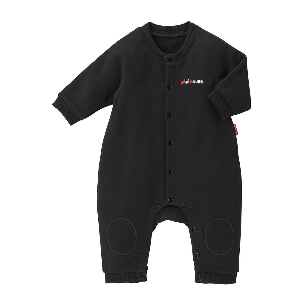 Salopă cu mânecă lungă și logo, fabricată în Japonia, băieți, fete, bebeluși, haine pentru bebeluși, 70 cm, negru [MIKI HOUSE], pentru copii, 10-1204-491