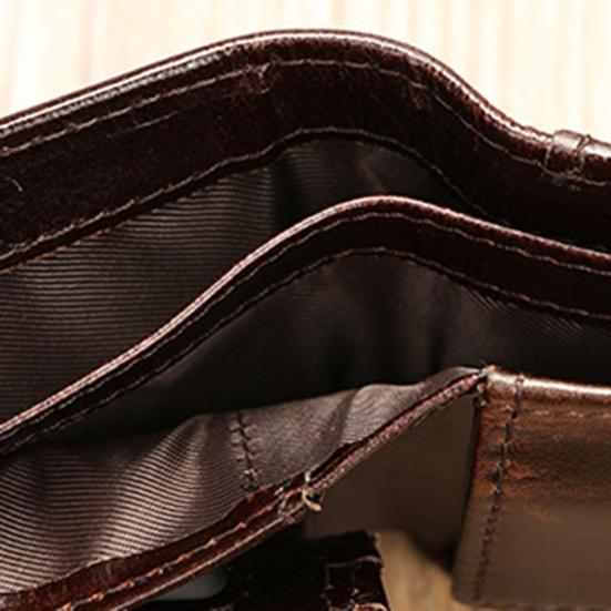 Men Faux Leather Wallet Large Capacity Bi-fold Short Wallet Vintage Minimalist Business Casual Credit Card Holder Front Pocket Wallet