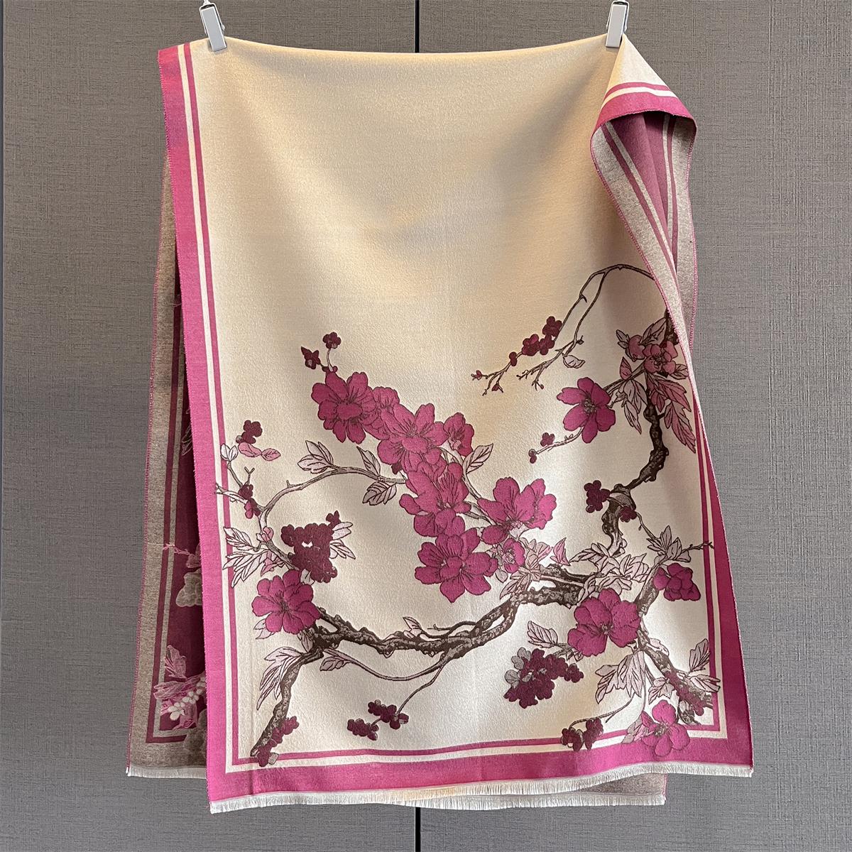 

Luxury Warm Scarf Women‘s 63*185cm Pashmina Shawl Imitation Cashmere Floral Warps Autumn/Winter Length Tassel Coldproof Blanket