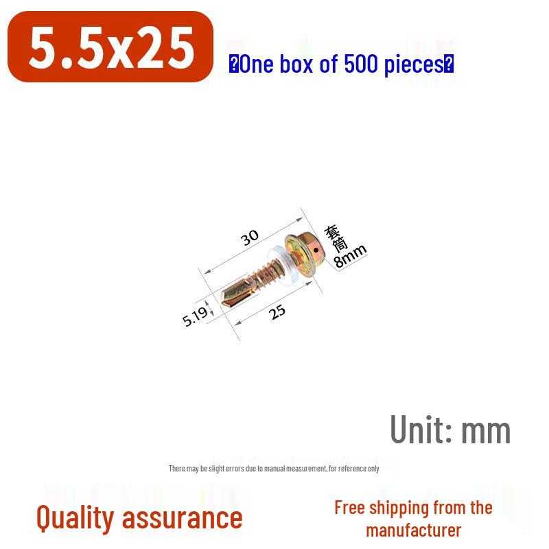 Sechskant-Selbstbohrschraube für Farbstahl und Dachziegel aus Harz mit verlängerter Bohrspitze