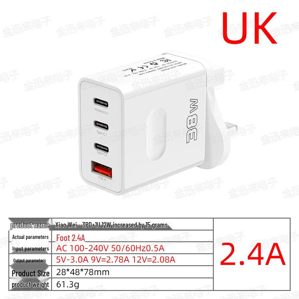 PD 12W USB Multi-Port Fast Charger with EU/US/UK Plugs for Travel