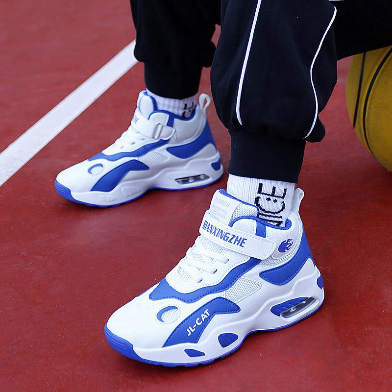 

Дышащие баскетбольные кроссовки с сеткой для мальчиков, детские весенне-летние профессиональные студенческие спортивные тренировочные кроссовки, нескользящие, износостойкие 33 синий