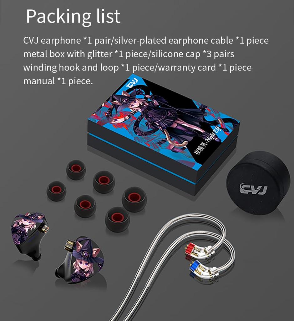 CVJ Nightelf Yinyoo Kabelgebundene Kopfhörer Kopfhörer Ohrhörer Versilbertes Kabel Stange Zweikanal 3 Einheiten DLC Diamantmembran 3DD Ergonomie Austauschbar