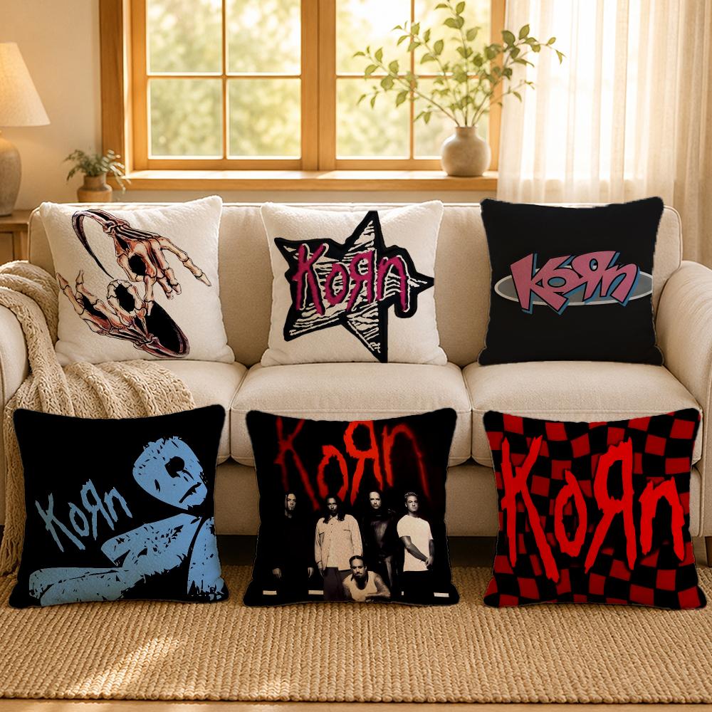 Band Korn Nu Metal Aesthetic Cushion Cover Personalized Short Plush Soft Bedroom Sofa Home Decor Gift