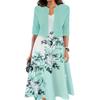 Damenkleid mit floralem Print, Kurzarm-Cardigan und rosa Rosendesign