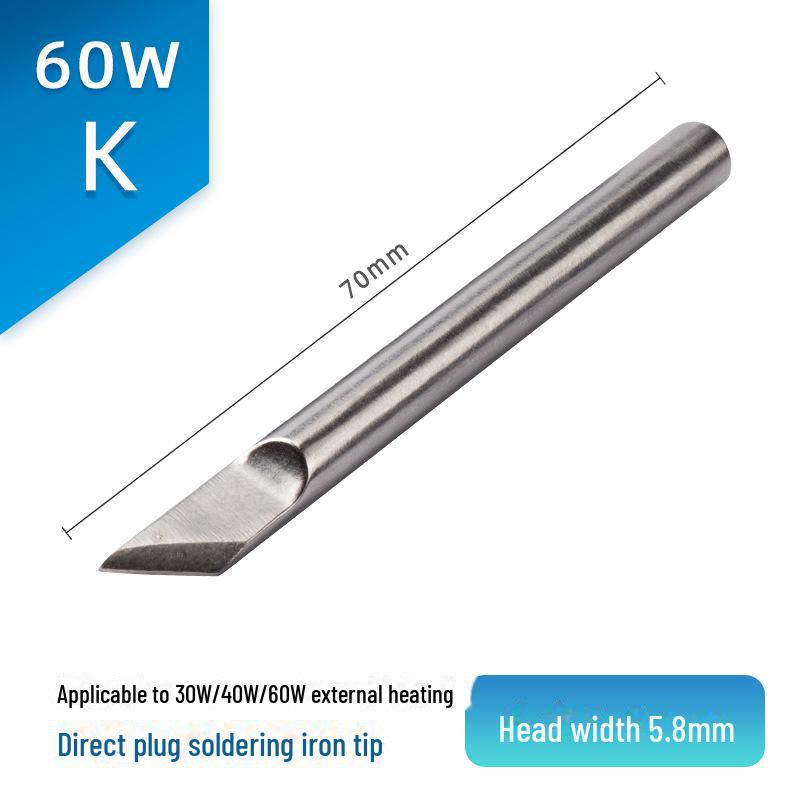 Jinruikang 60 W Chrom-Lötkolbenspitze, spitz, externe Heizung, kompatibel mit 30 W- und 40 W-Lötkolben.