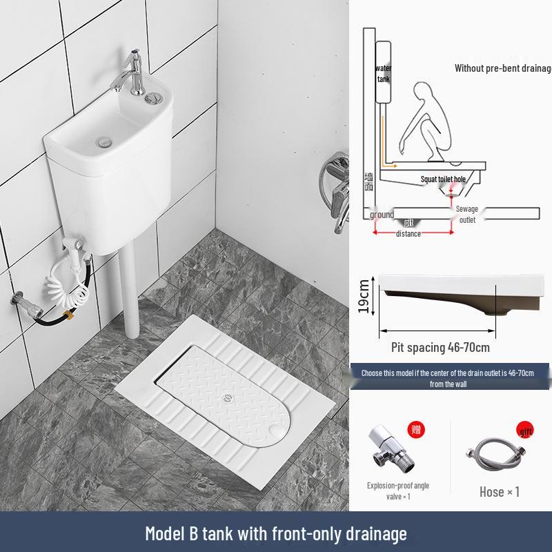 Compact Ceramic Squat Toilet with Flip Lid and Cover Plate
