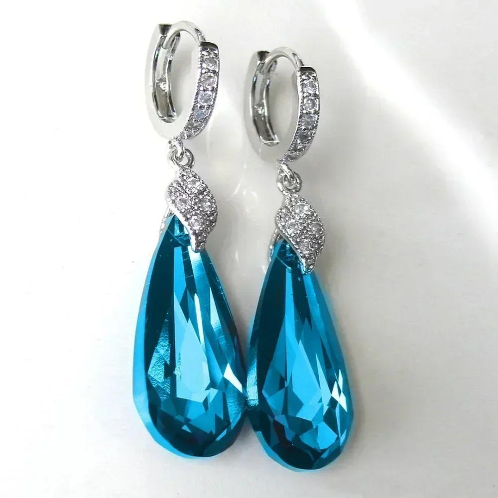 European And American Trendy Sparkling Zircon Oxide Earrings, High End Banquet Fashion Zircon Party Jewelry Long Pendant
