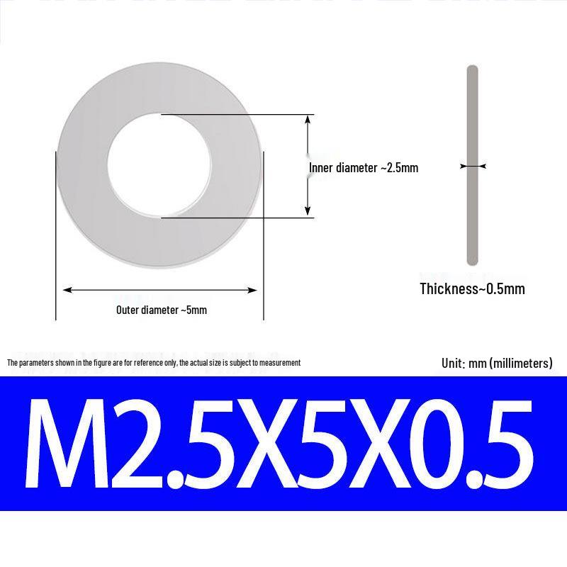 304 Stainless Steel Ultra-Thin Flat Washer, Thickness: 0.1/0.2/0.3/0.4/0.5 Mm, Sizes M1-M8