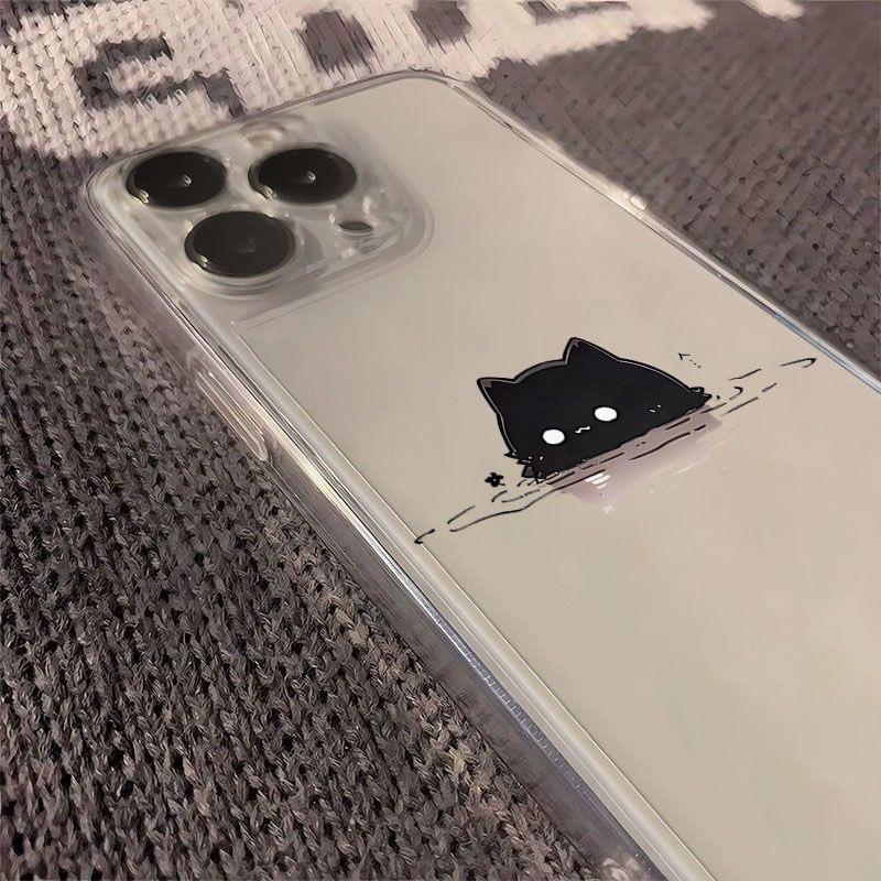 Cartoon Black Cat Case for Apple 15/14/13/12/11/PRO/XS/XR