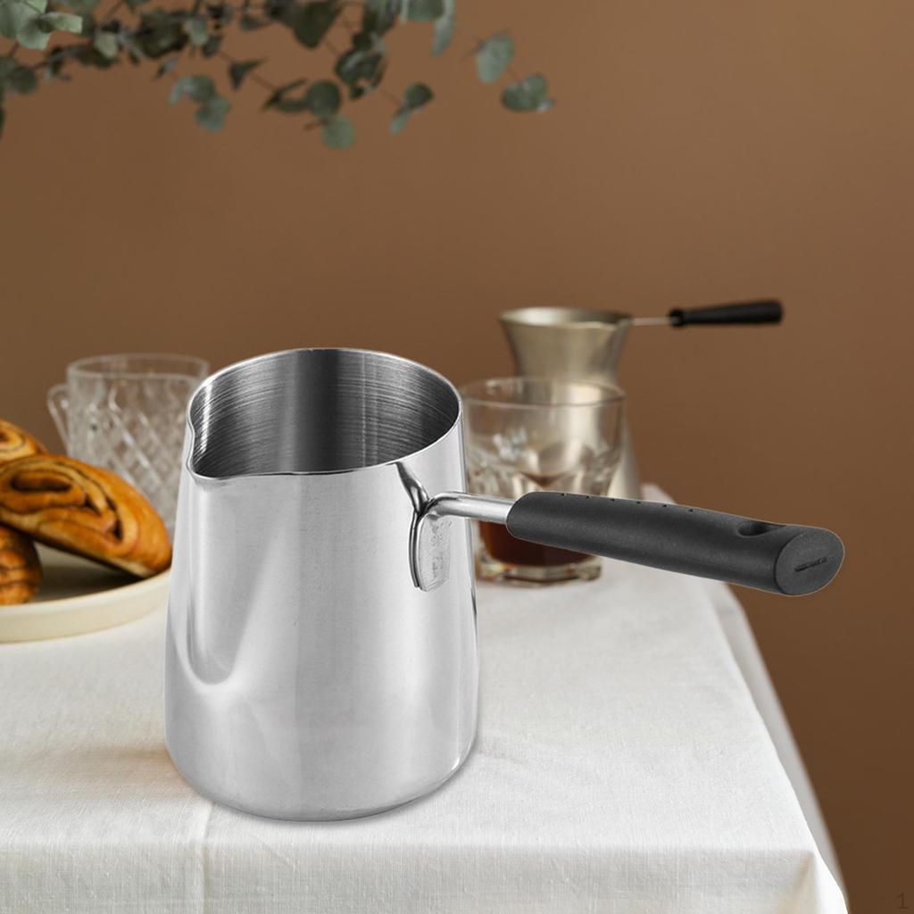 Stainless Steel Turkish Coffee Pot Butter Milk Warmer Convenient To Use Easy Clean Stovetop