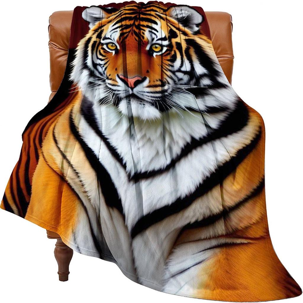 Majestic Tiger Print Flannel Throw Blanket Soft Cozy Fleece for Home Office Sofa All Season Gift 150x200cm