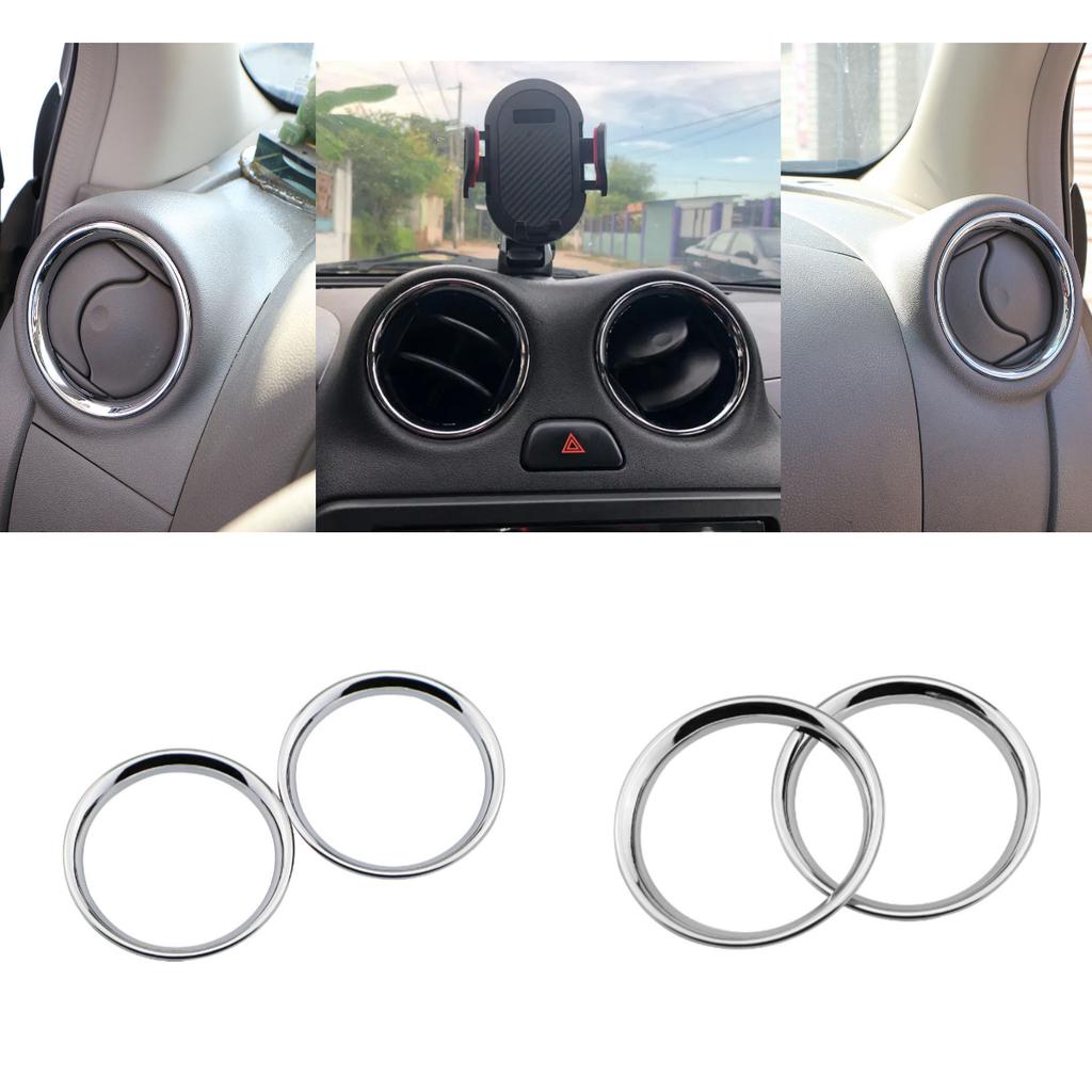 2/4pcs For Nissan Micra March K13 Versa Sunny Almera Latio 2011-2017 AC Air Vent Ring Cover Trim ABS Chrome Car Styling Frame