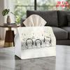 2D Flat 1pc, Tissue Box. Three Kittens Wearing Headphones Listening To Music Pattern Napkin Tissue Box, Reusable, Daily Desktop Tissue Storage Box, Su
