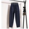 Plus Size High Waist Elastic Denim Jeans Women Loose Harem Casual Solid Trousers Long Pants 4XL