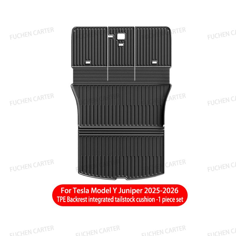 For Tesla Model Y Juniper 2025 2026 TPE Car Front Rear Trunk Mat Waterproof Wear-resistant All Weather Trunk Mats Backrest Mats