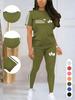 New Large Size Women's Casual Sports Suits - 2-piece White Parallel Stripes Sports T-shirt Suit