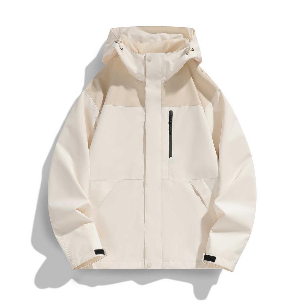 Printed Color-blocking Jacket for Men and Women The Same Style Spring and Autumn Trendy Waterproof Hooded Loose Couple Jacket for Men