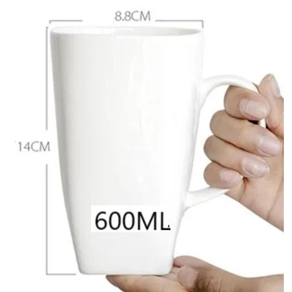 

600 мл, простые большие чайные кружки из белого костяного фарфора, квадратная фарфоровая чашка для утренней воды, керамическая кофейная чашка Tasse a Cafe, стакан для кофе 601-700ml