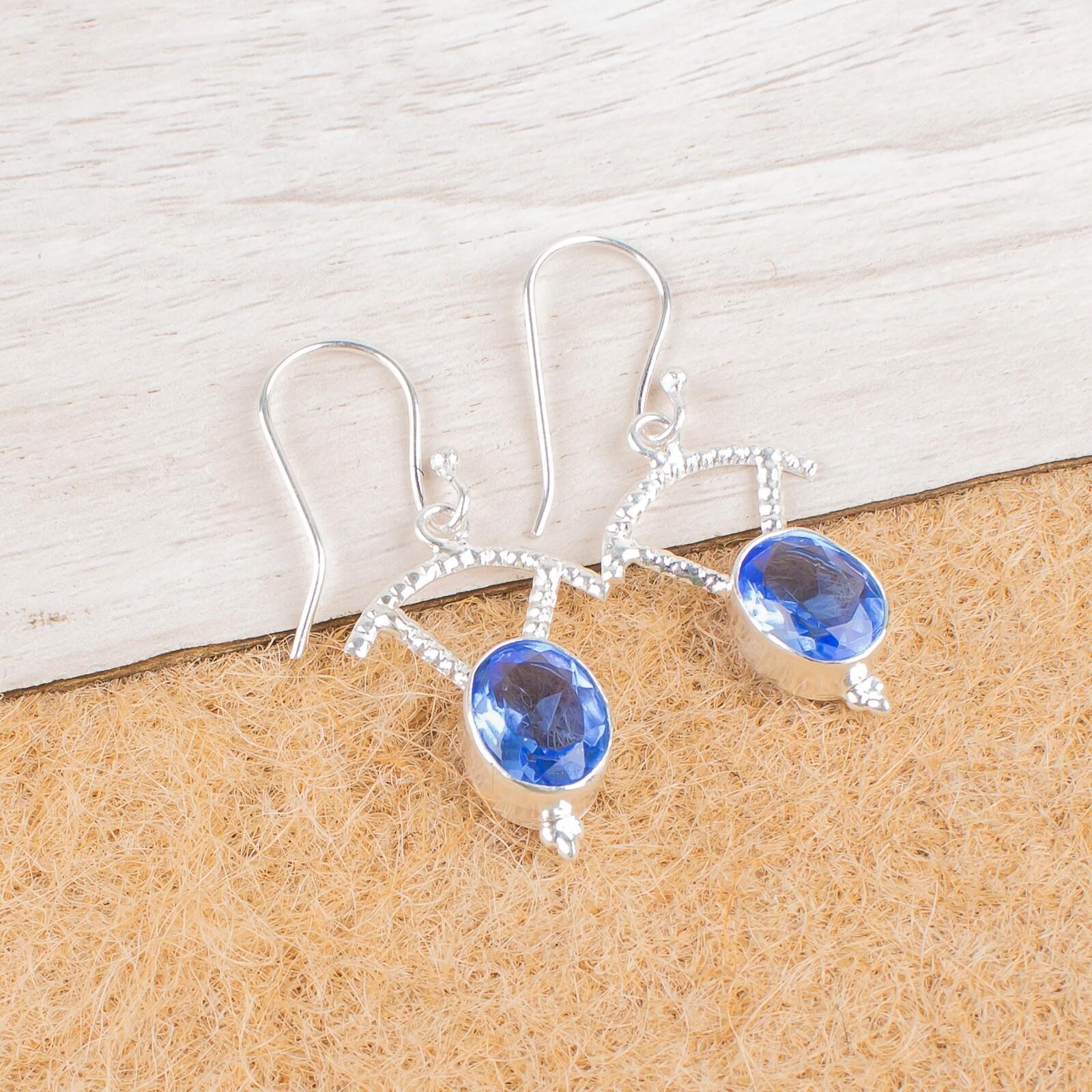 

Tanzanite Gemstone 925 Sterling Silver Handcrafted Drop/Dangle Earrings 1.50 EE-51-8