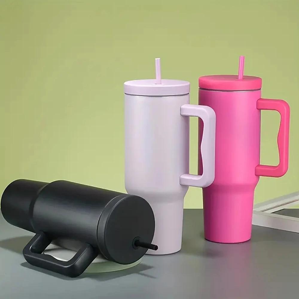 40 Oz Tumbler With Handle Straw Sealed And Leak-Proof Large Capacity Stainless Steel Coffee Cups Bottles Water Thermal Bottle