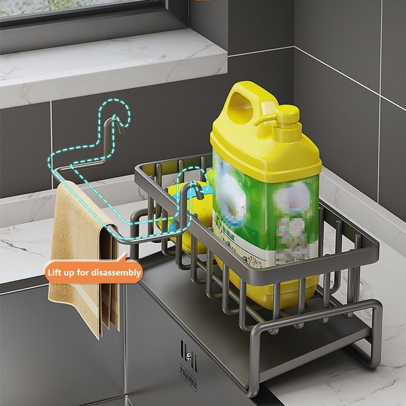 Selbstentwässerndes Spülbeckenregal Edelstahl Küchenspülbecken Abtropfgestell Seifenschwammhalter Küchenspülenorganizer Küchenorganizer