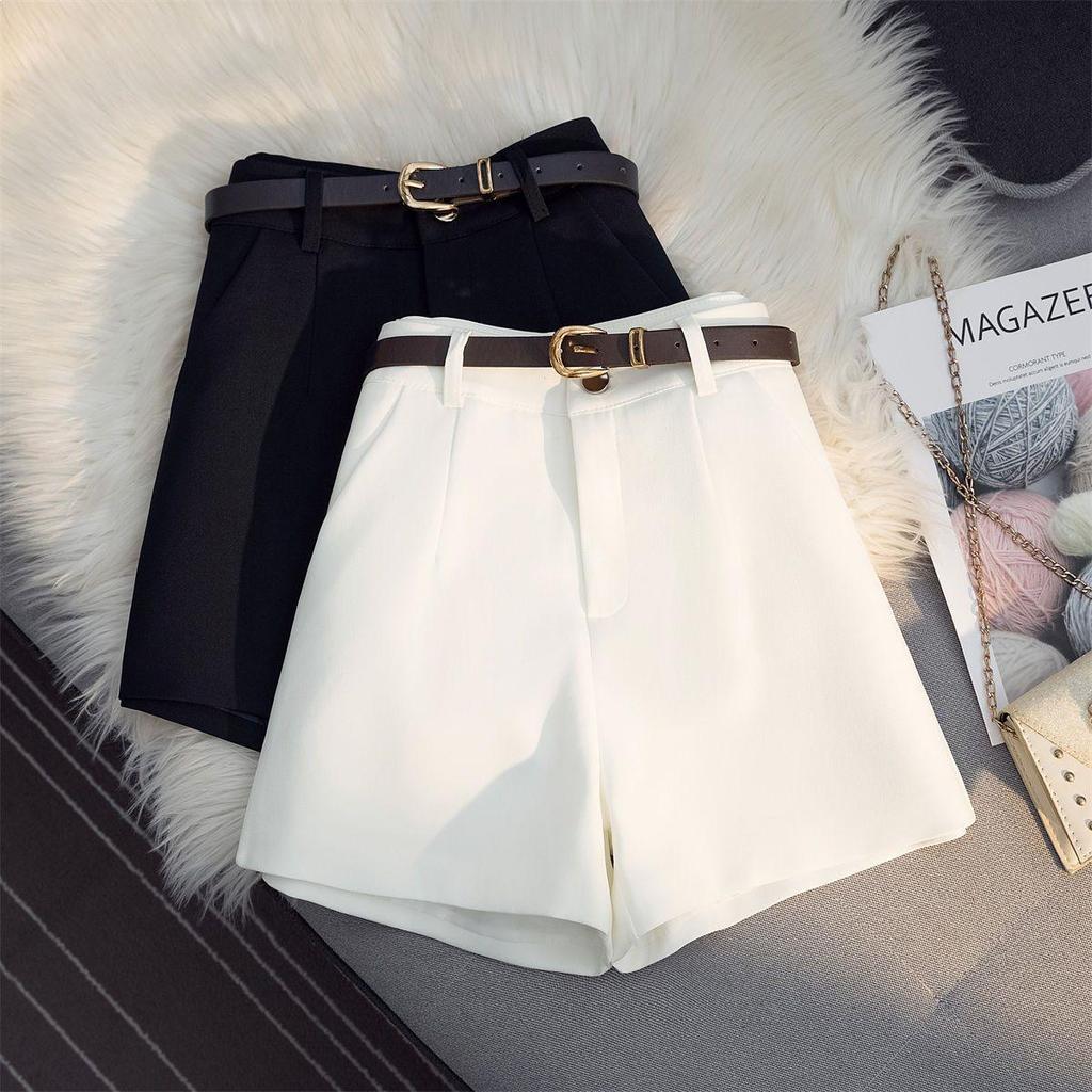 Women's Elegant White High-Waisted A-Line Wide-Leg Shorts, Summer 2026 Collection