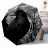 Stained Glass Raven Automatic Umbrella Sturdy 8-Rib Shaft Durable Plastic & Iron for Women/Men Elegant Umbrella Stylish Gift for Women