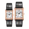Jyullieoseu Ja-1494Ml Square Tank Couple Leather Watches