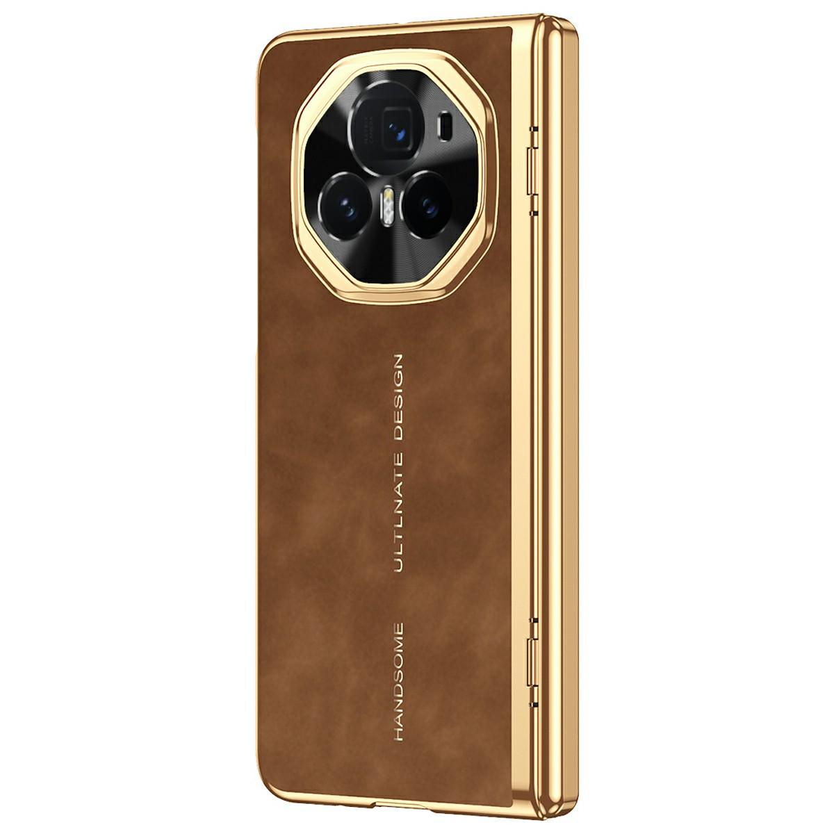 

Чехол для телефона Honor Magic V3 5G с закаленной стеклянной пленкой, гальванизированной кожей + чехол для мобильного телефона из ПК Brown