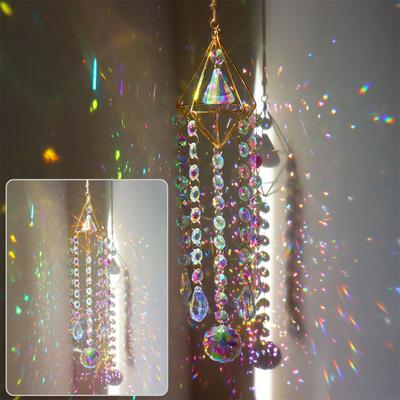Crystal Wind Chimes Dream Catcher Stained Glass Sun Catcher Prism Rainbow Maker Window Garden Decoration Crafts Christmas Gift