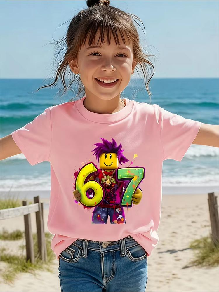 Kids 67 Themed Colorful Print TShirt Soft Cotton Fabric Breathable and Comfortable Ideal for Toddlers and Childrentk0315