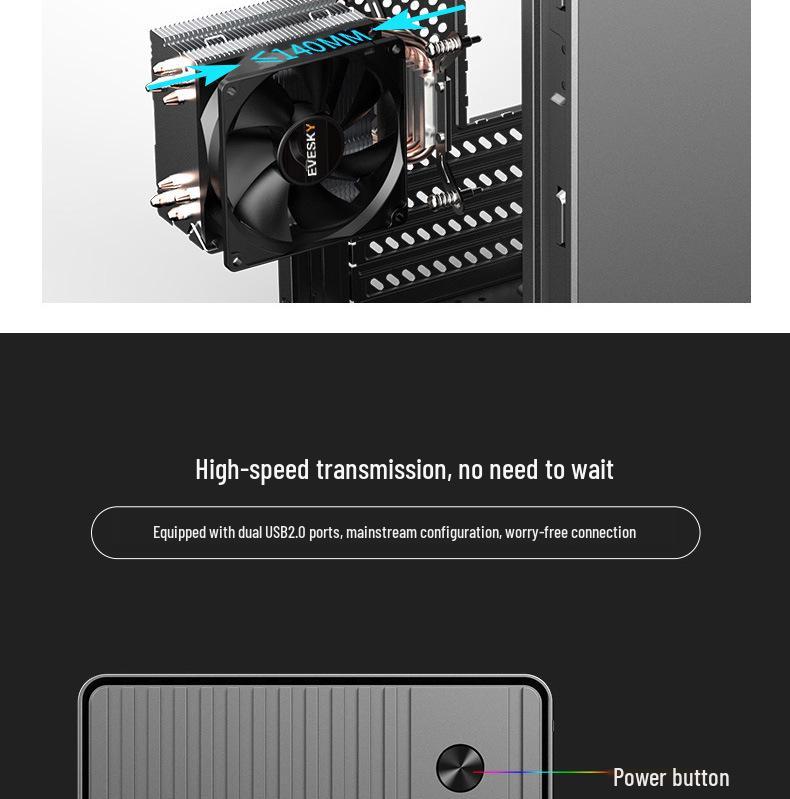 Compact Cross-Border M-ATX Brushed Computer Case for Home & Office