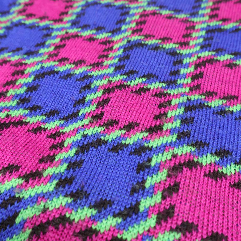 Yves Saint-Laurent Check Knit Dress M Black X Purple X BlueUsed