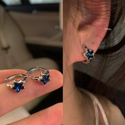 Schattige Zoete Blauwe Ster Hoepel Oorbellen voor Vrouwen Meisjes Eenvoudige Nieuwe Mode Vintage Oorbellen Esthetische Sieraden Cadeau