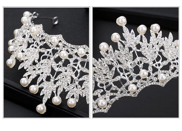 Zilveren Parel Kroon voor Vrouwen Kristallen Prinses Tiara's Strass Koningin Hoofdband Bruiloft Bruids Haar Legering Jubilea