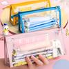 PVC Transparent Pencil Case Large Capacity Cosmetic Simple Pen Bag Stationery Waterproof Stationery Storage Pouch School Supplie