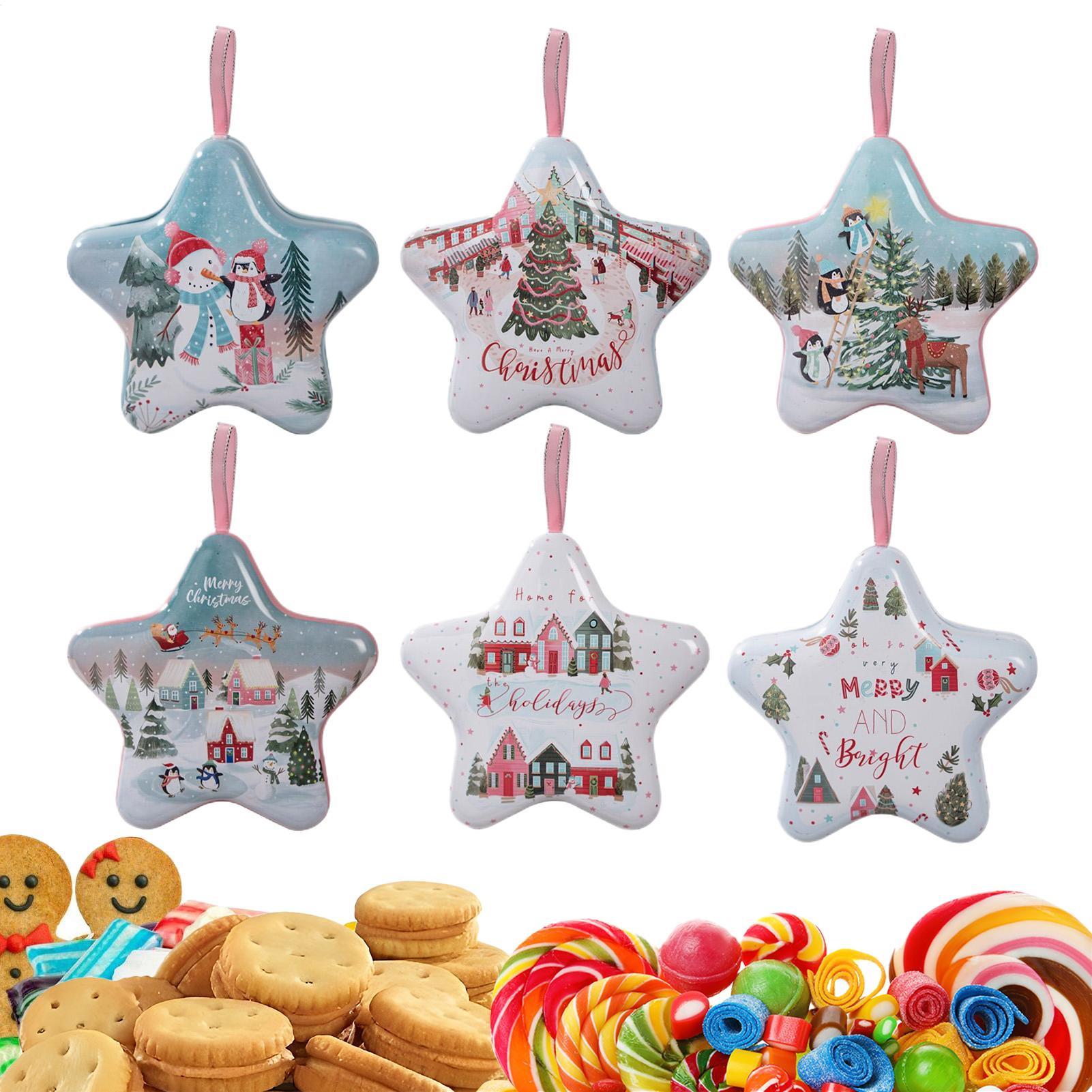 

Christmas Cookie Tins with Lids 6pcs Christmas tinplate boxes Christmas tin gift boxes Christmas Holiday Treats Small Boxes China Mainland
