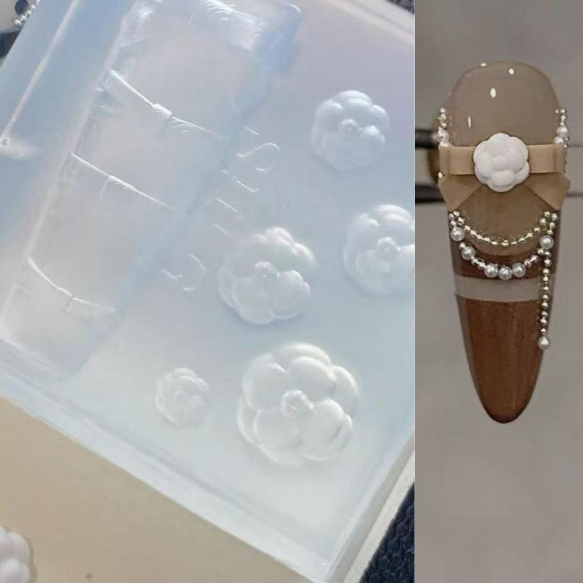 

Sweet Bowknot 3D Silicone Nail Mold Camellia Flower Nails Templates Diy Nail Art Decoration Manicure Design Tool For Nail Charms ONESIZE