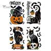 Glue Free Window Sticker 4 Sheets Halloween Black Cat Clings, Spooky Pumpkin Reusable Decorative Mirror Cling Sticker, Double Sided Static Decals for