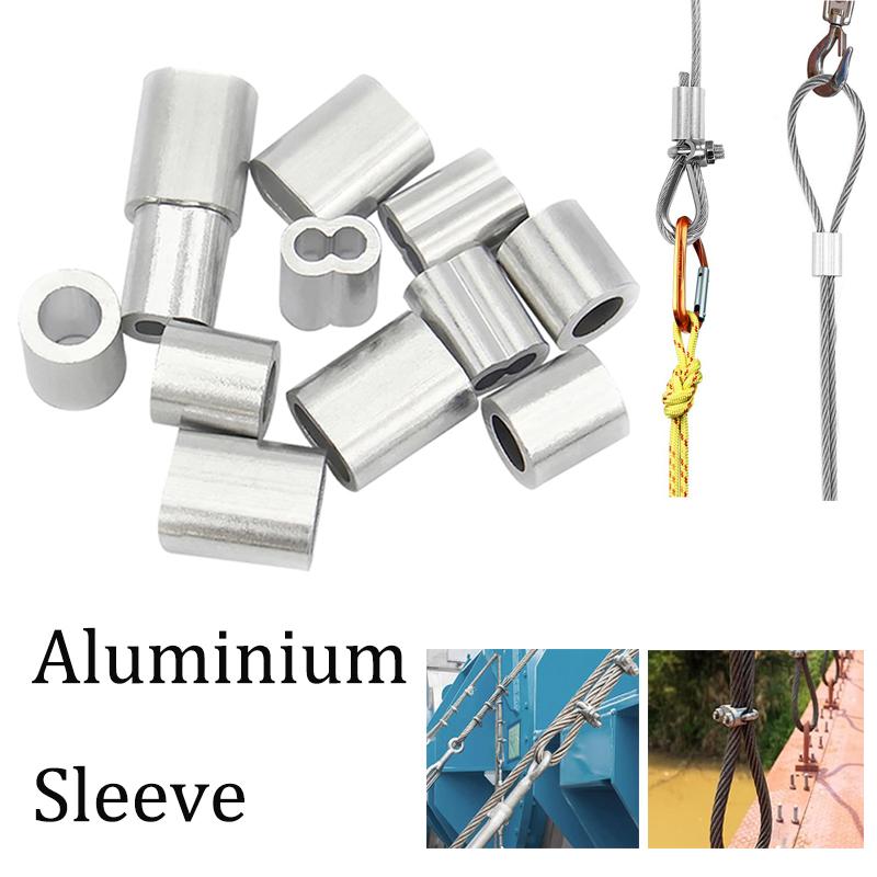 5-500Pcs Aluminium Crimping Loop Sleeve, Aluminum Ferrules Cable Crimp Sleeves for Wire Rope Stopper, Sturdy Accessories