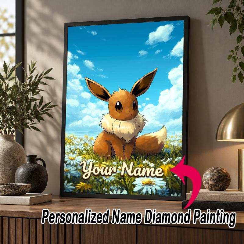Personalized Eevee Diamond Art Custom Name 5D Diamond Painting Full Drill DIY Craft