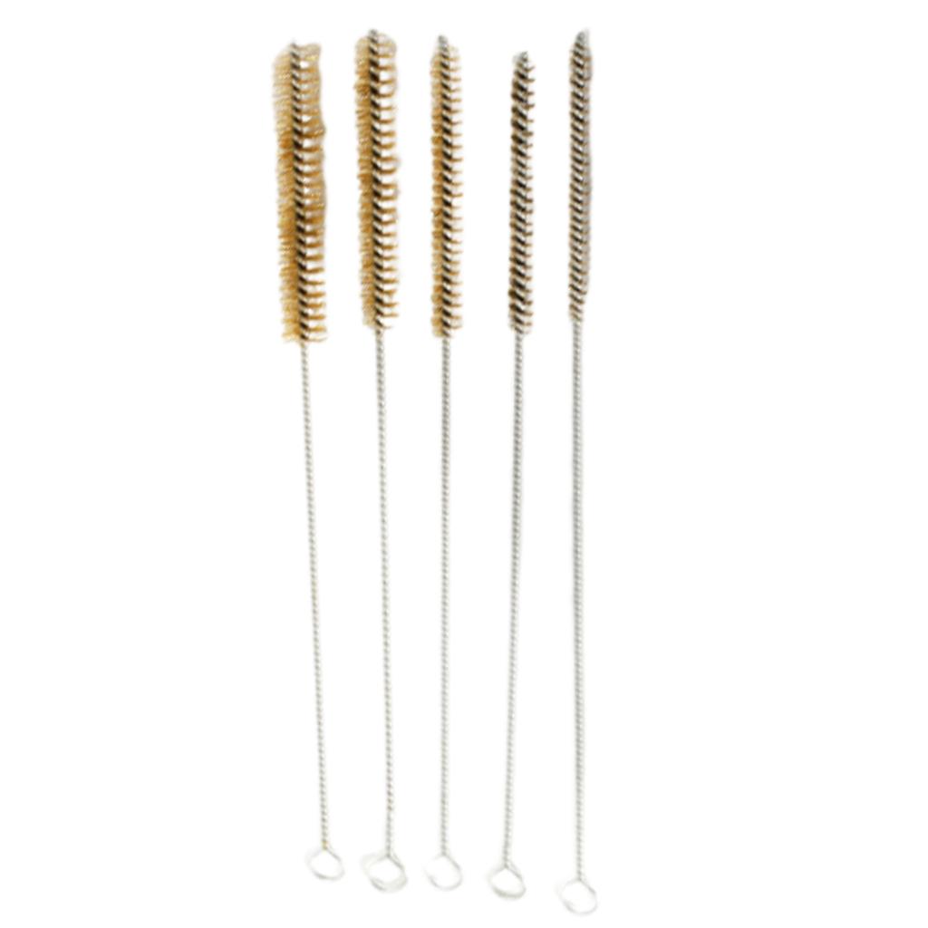 5Piece Brass Pipe Cleaning Brush Set Long Handle Brass Wire Brushes for Tube Cylinder Bore Cleaning 6 15mm