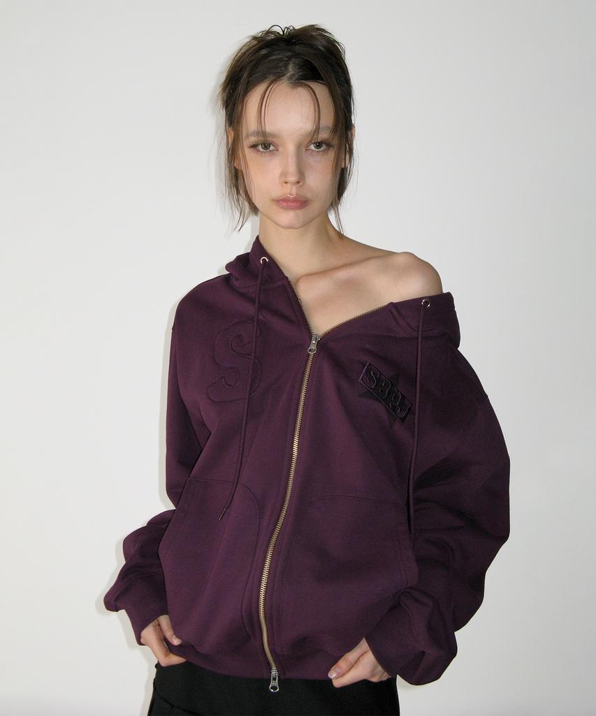 Sunburnproject Logo Patch Hoodie Zip-Up, Purple